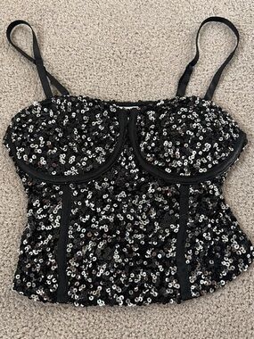 No Boundaries Black Sequin Bustier Cami Top
